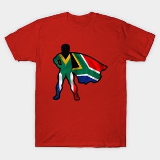 African Hero Wearing Cape of Africa Flag Hope and Peace Unite in Africa T-Shirt